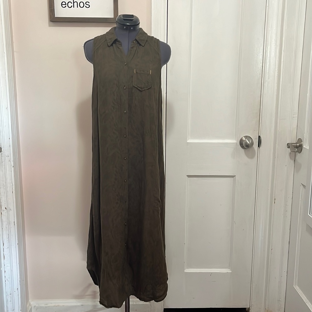 Anthropologie ECU Olive Green Shirt Dress Size XS